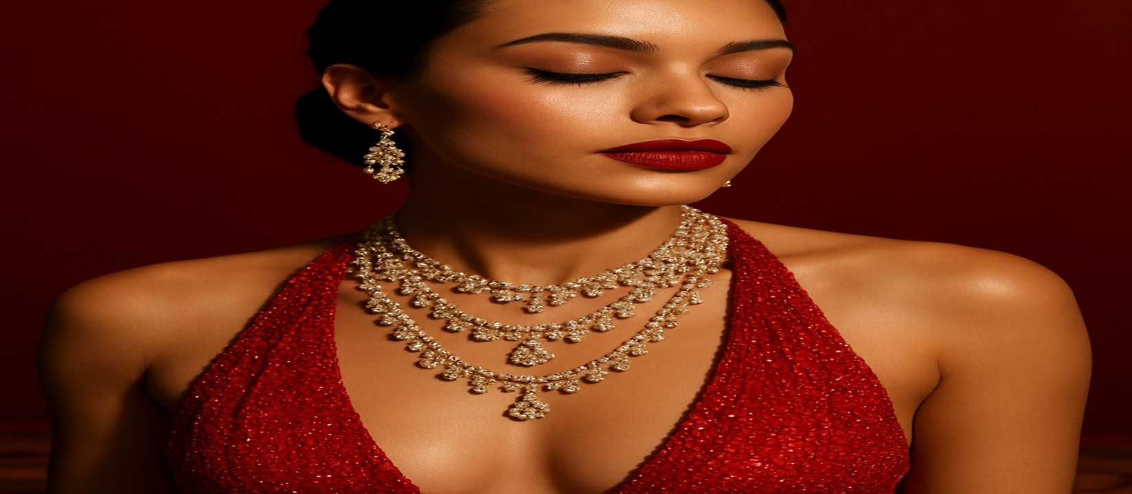 7555be গেমিং প্ল্যাটফর্মে লাল পোশাক পরা এক নারী গ্রাহক সেবা কর্মী